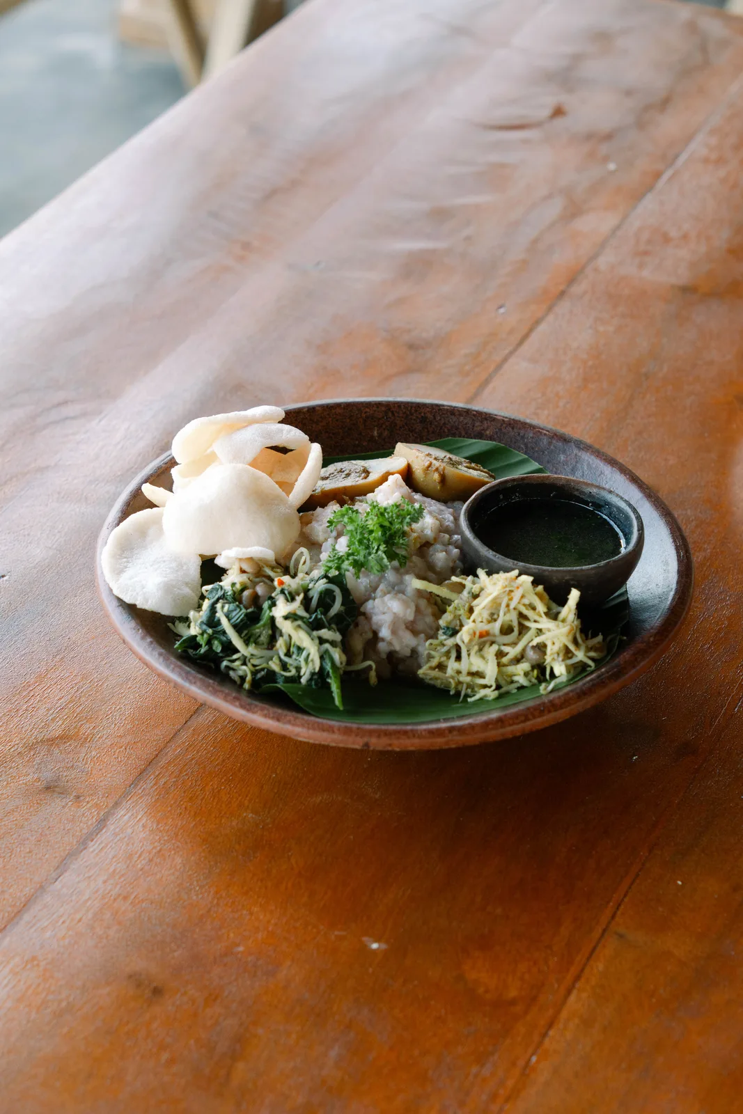 Rice porridge with sambal