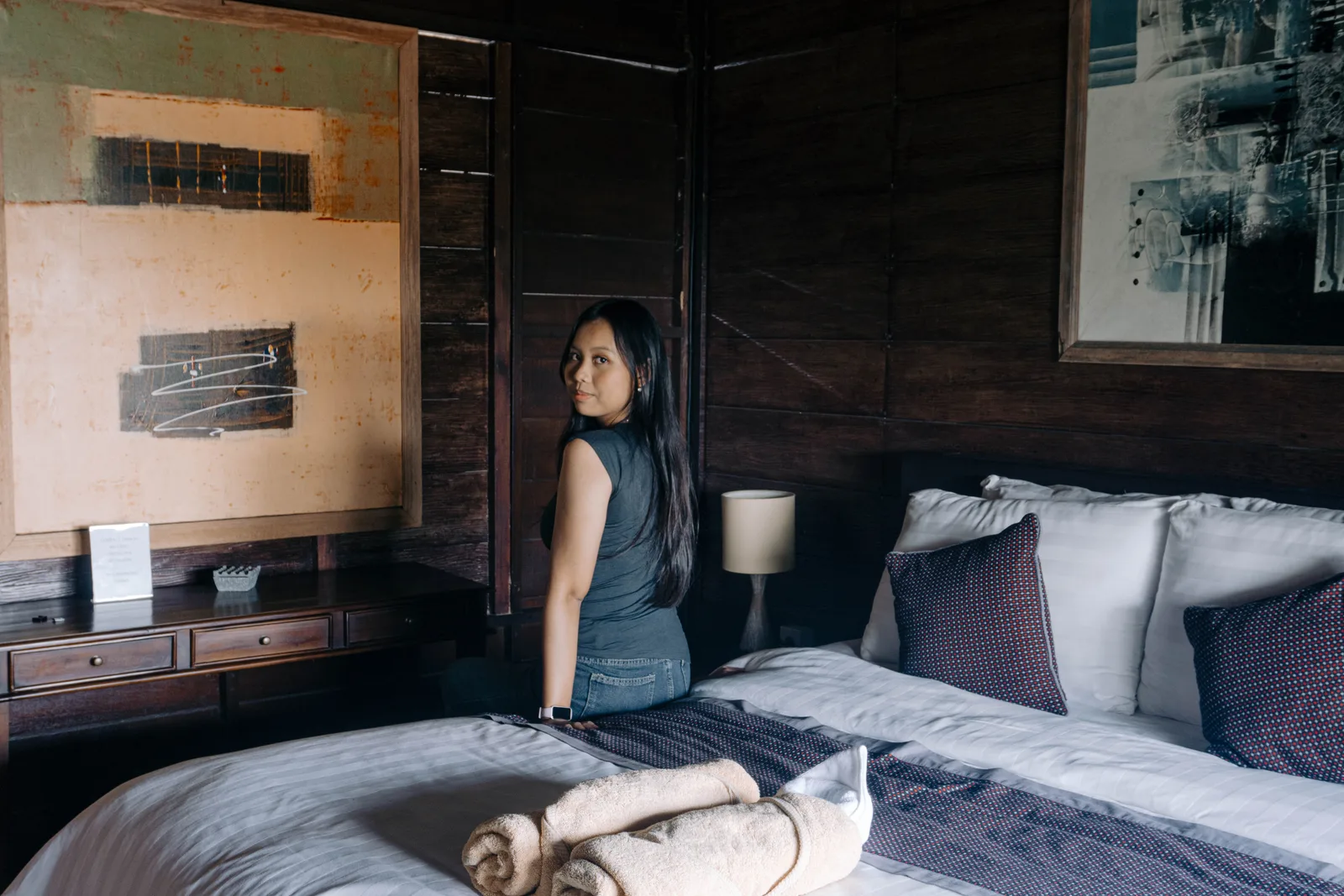 Relaxing in the villa bedroom